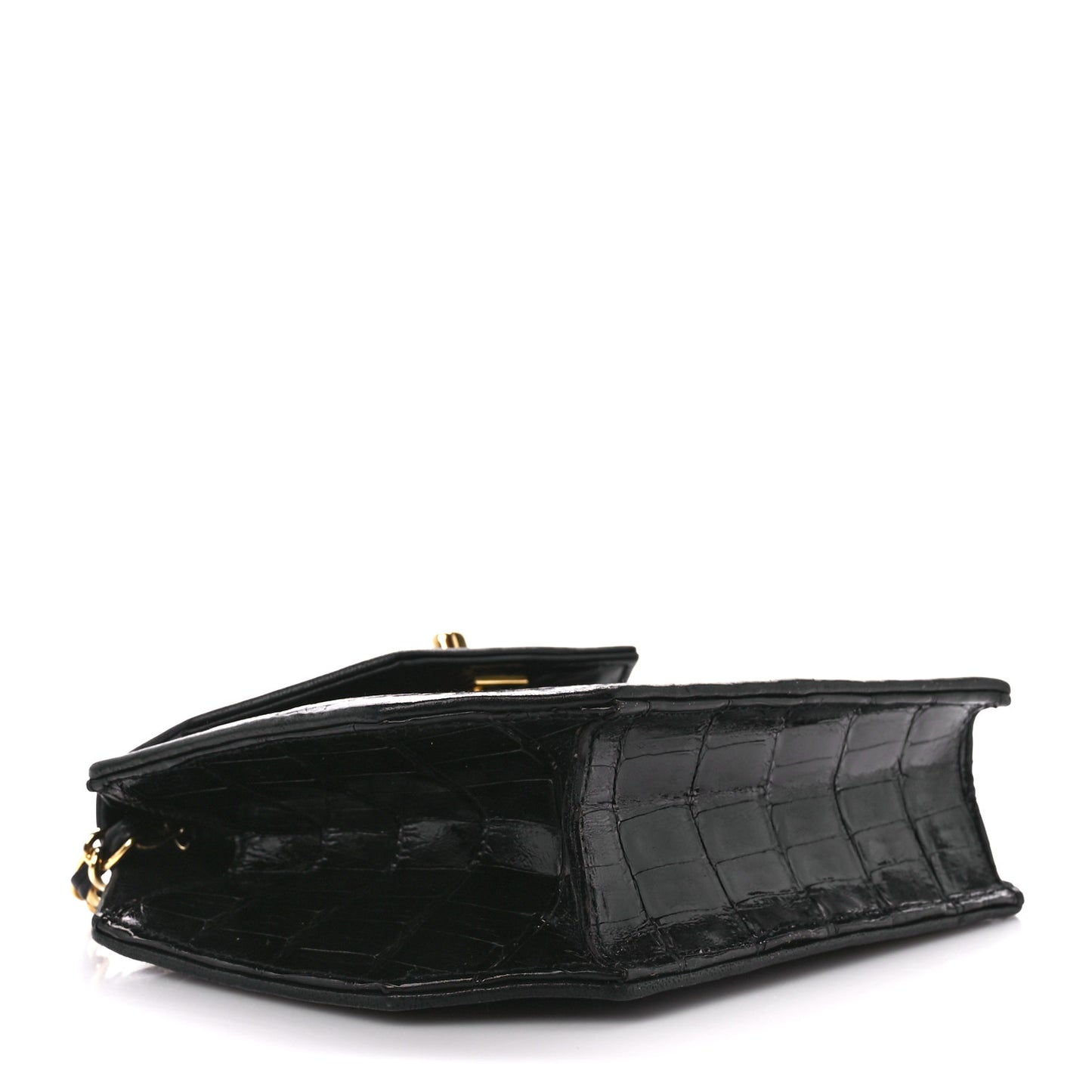 Shiny Crocodile Flap Black