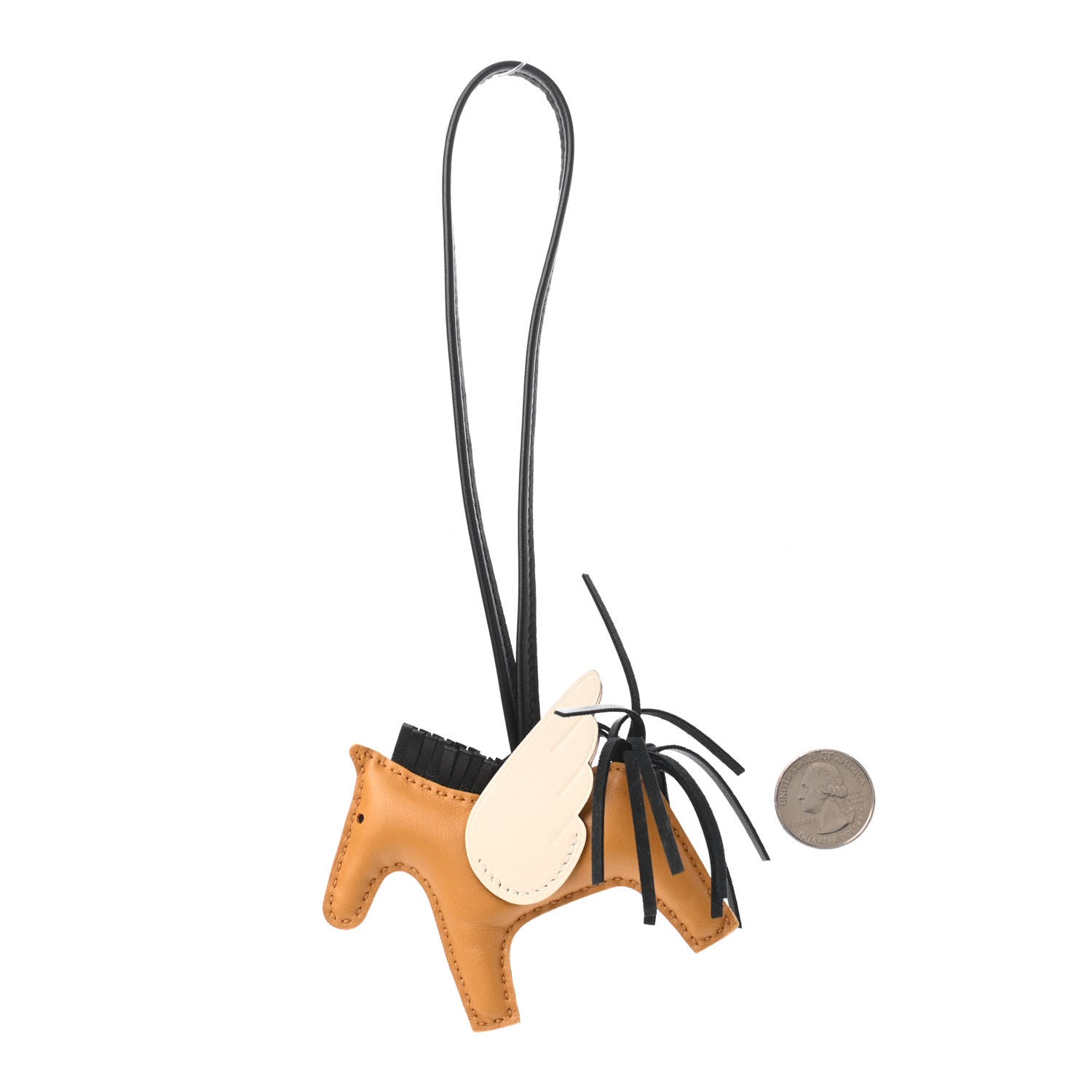 Hermes Milo Lambskin Grigri Rodeo Pegase Horse Bag Charm PM Sesame Black Nata 2 of 4