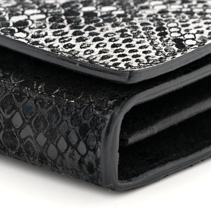 Saint Laurent Calfskin Snakeskin Effect Monogram Chain Wallet Black 9 of 10