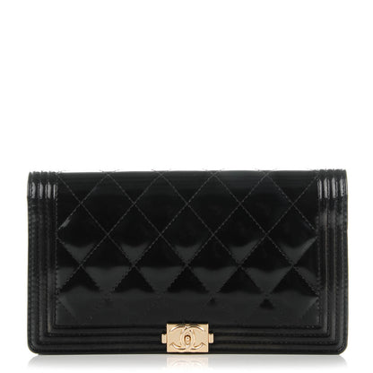 Chanel Patent Calfskin Quilted Boy Yen Wallet Black 1 of 8