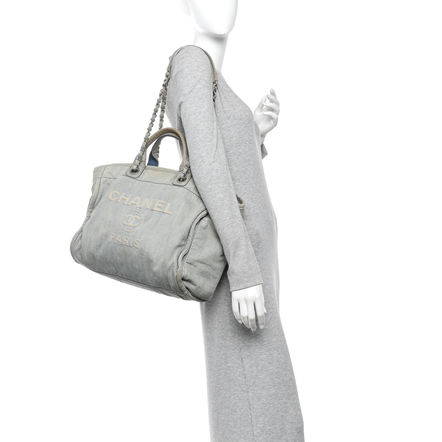 Chanel Denim Medium Deauville Tote Light Blue 2 of 12