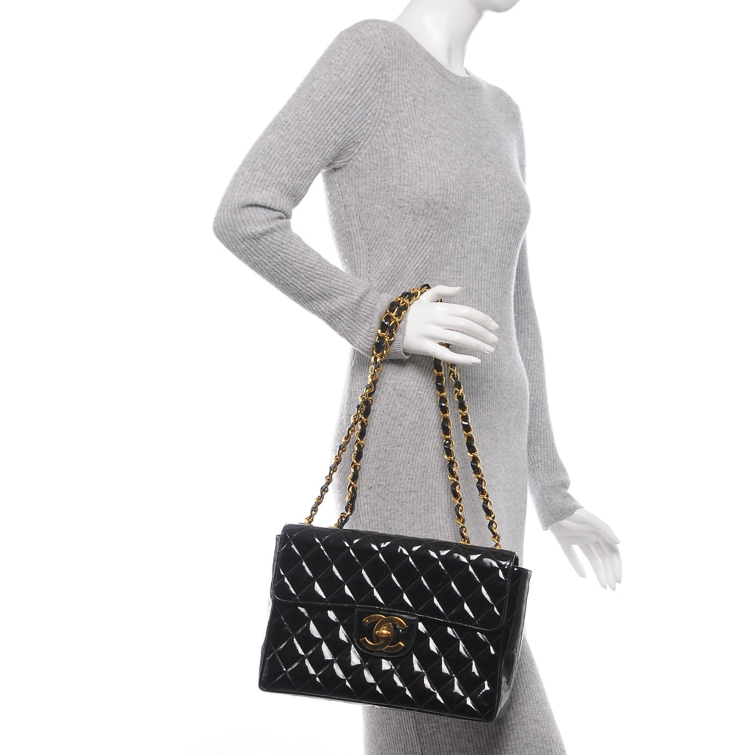Chanel Patent Quilted Jumbo Flap Black 2 of 8