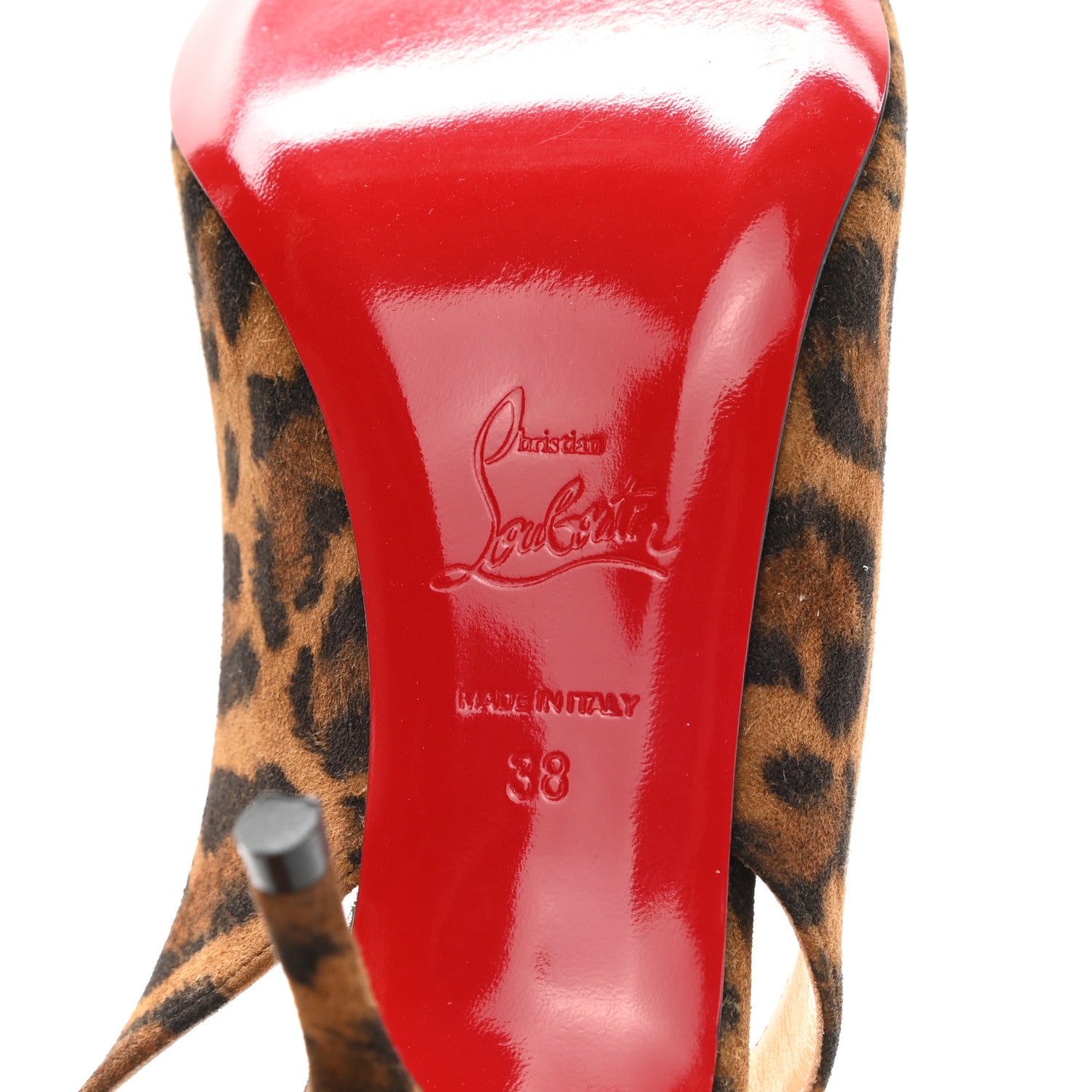 Christian Louboutin Veau Velours Leopard Clare Sling 80 Pumps 38 Caramel 6 of 8