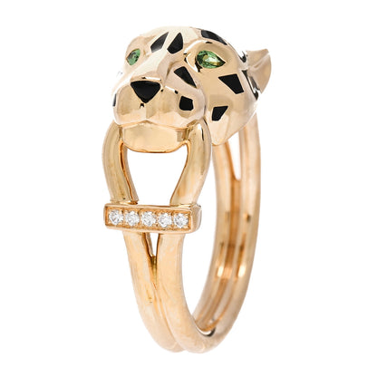 Cartier 18K Yellow Gold Diamond Tsavorite Garnet Black Onyx Panthere de Cartier Ring 49 4.75 1 of 6