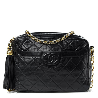 Chanel Lambskin Quilted CC Tassel Camera Case Black 1 of 10