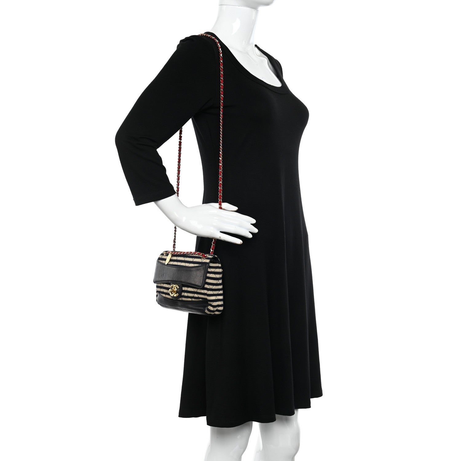 Chanel Jersey Quilted Small Coco Sailor Flap Black White 2 of 13
