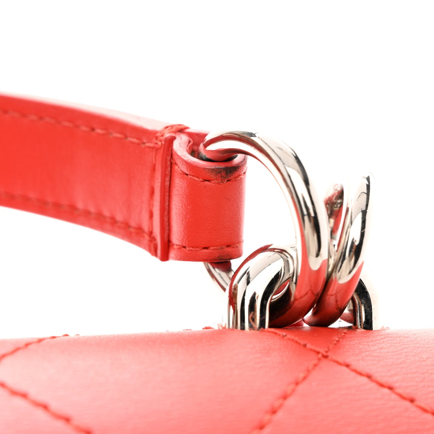 Calfskin Stitched Ring My Bag Flap Crossbody Red