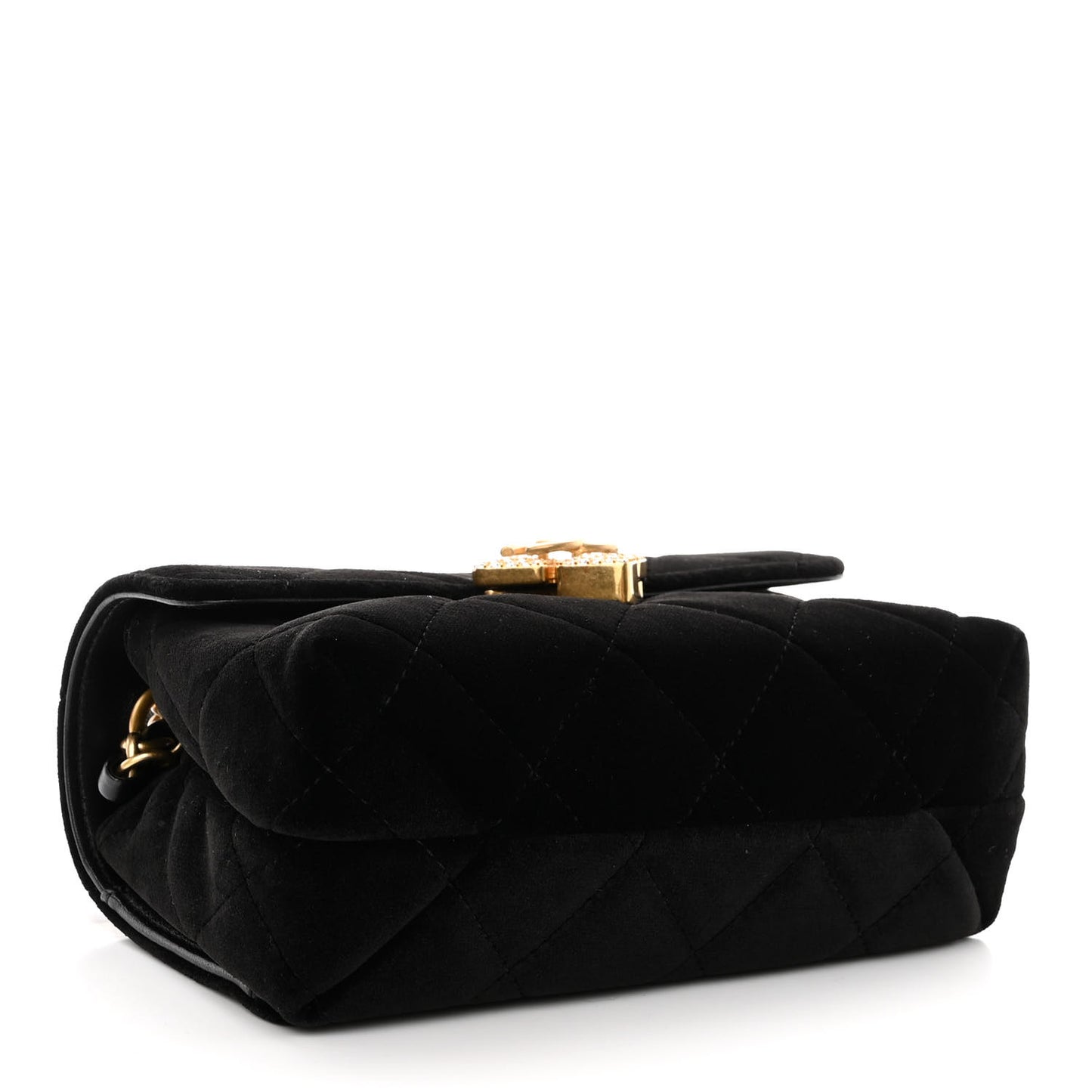 Velvet Strass Diamond Lock Flap Black