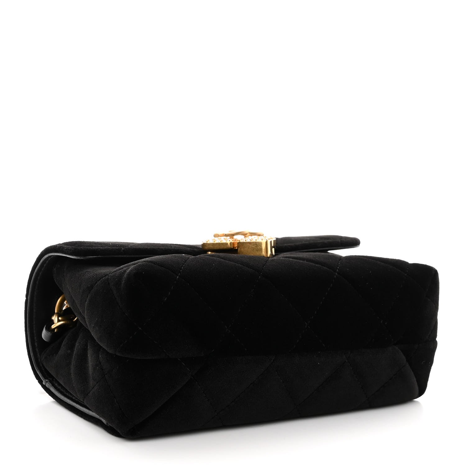 Chanel Velvet Strass Diamond Lock Flap Black 4 of 10