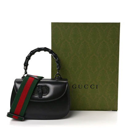 Gucci Boarded Dyana Lux Calfskin Web Monochrome Small Bamboo 1947 Top Handle Bag Black 10 of 10