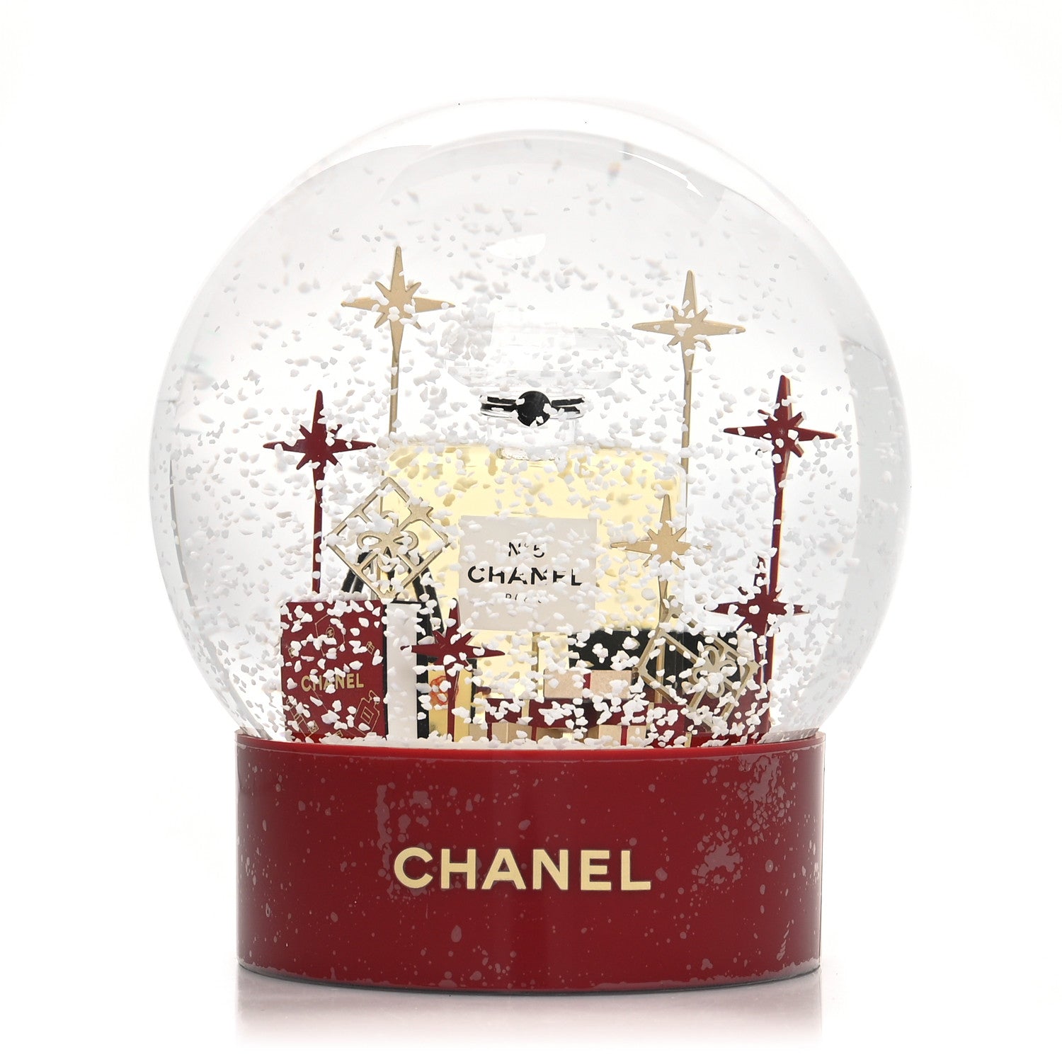 Chanel Glass N°5 Perfume Bottle Snow Globe Red 1 of 9