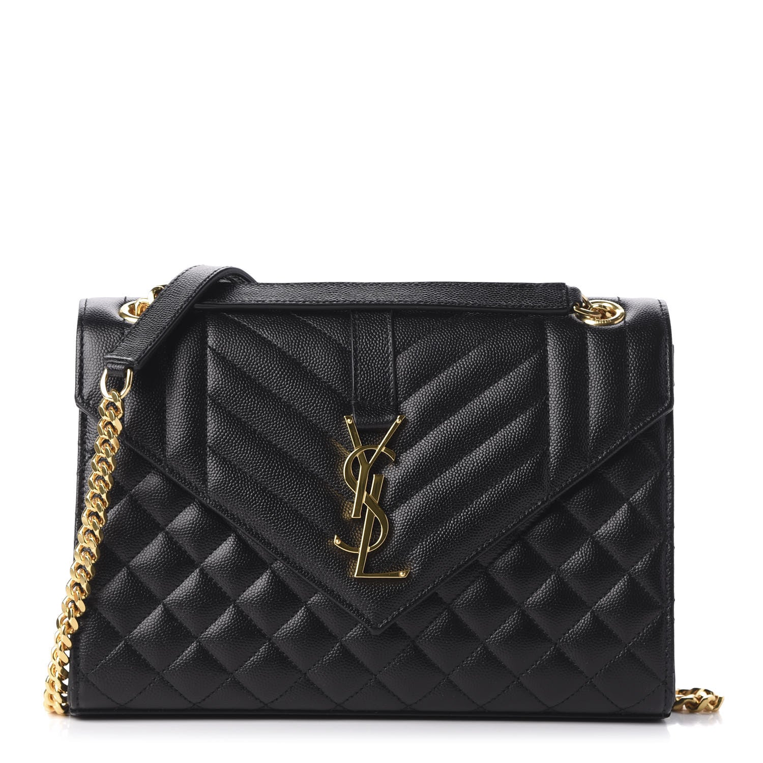 Saint Laurent Grain De Poudre Textured Mixed Matelasse Triquilt Medium Monogram Satchel Black 1 of 11