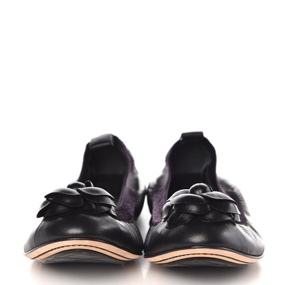 Chanel Lambskin Elastic Camellia Ballerina Flats 36.5 Black 2 of 10