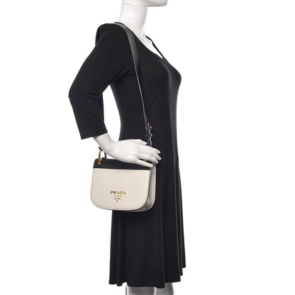 Prada City Calf Pionniere Saddle Bag Black White 2 of 9