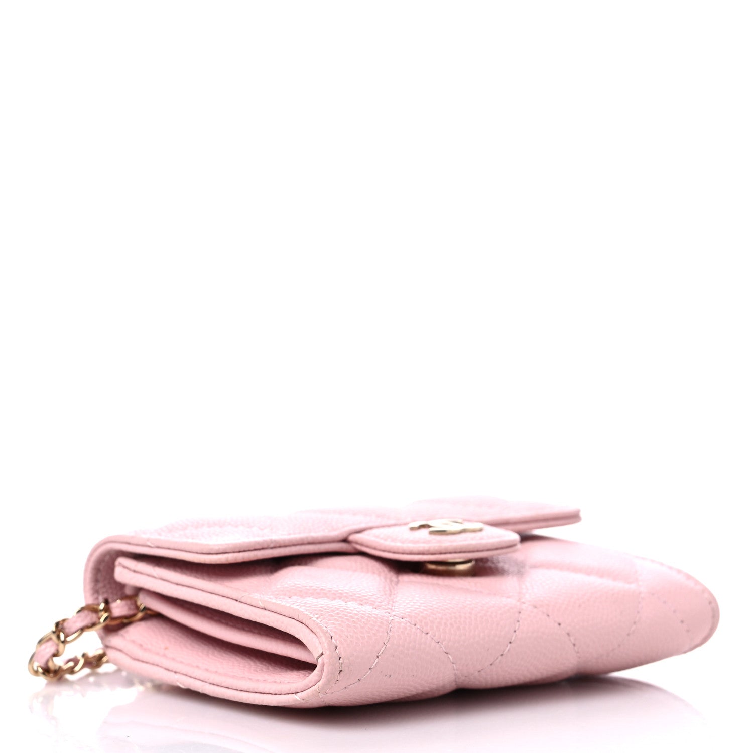 Chanel Caviar Quilted Flap Card Holder On Chain Light Pink 4 of 9