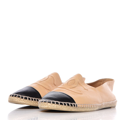 Chanel Lambskin CC Espadrilles 42 Beige Black 3 of 12