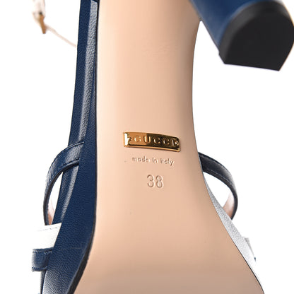 Gucci Malaga Kid Platform Sandals 38 Great White Blue Agata 6 of 8