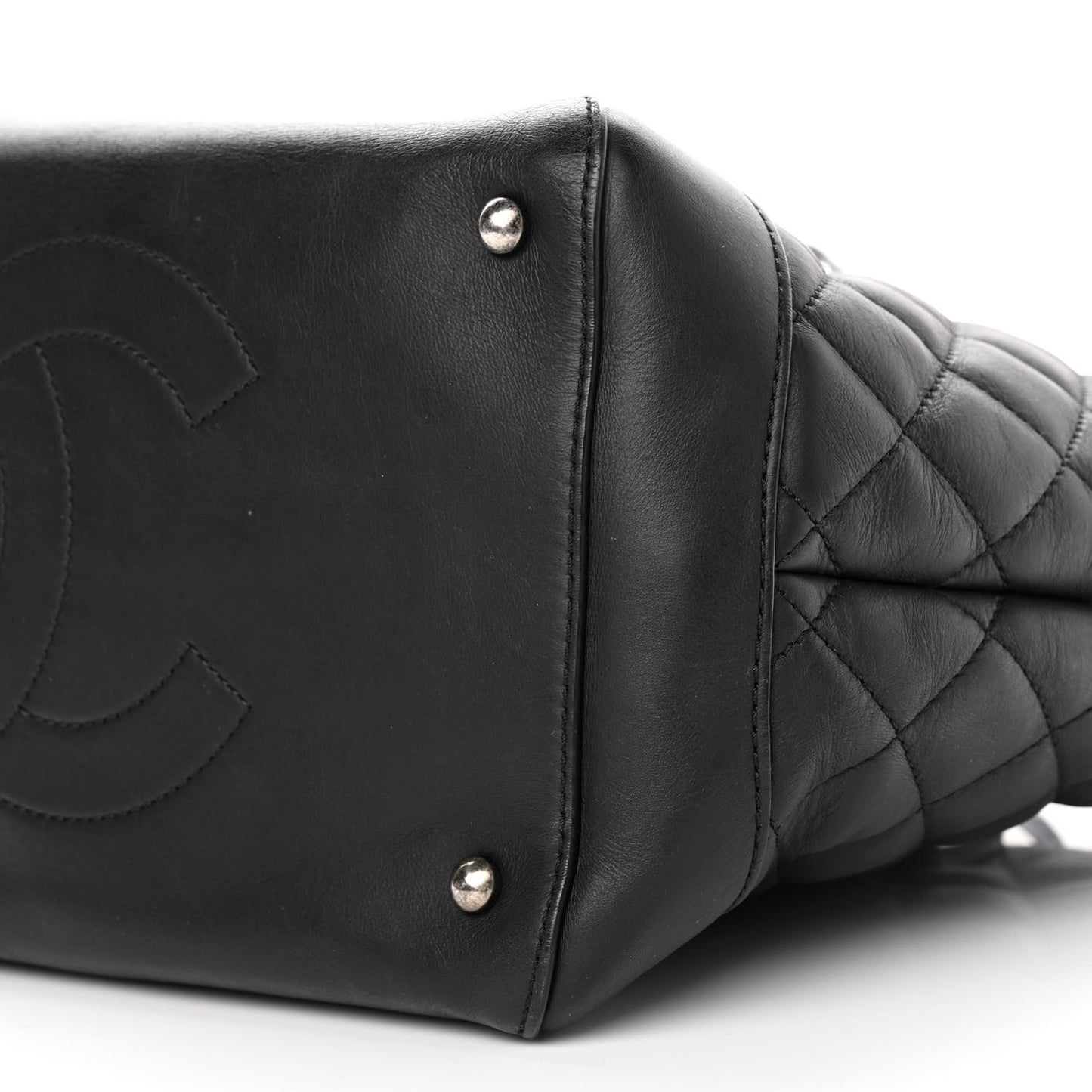 Calfskin Quilted Small Easy Shopping Tote Black