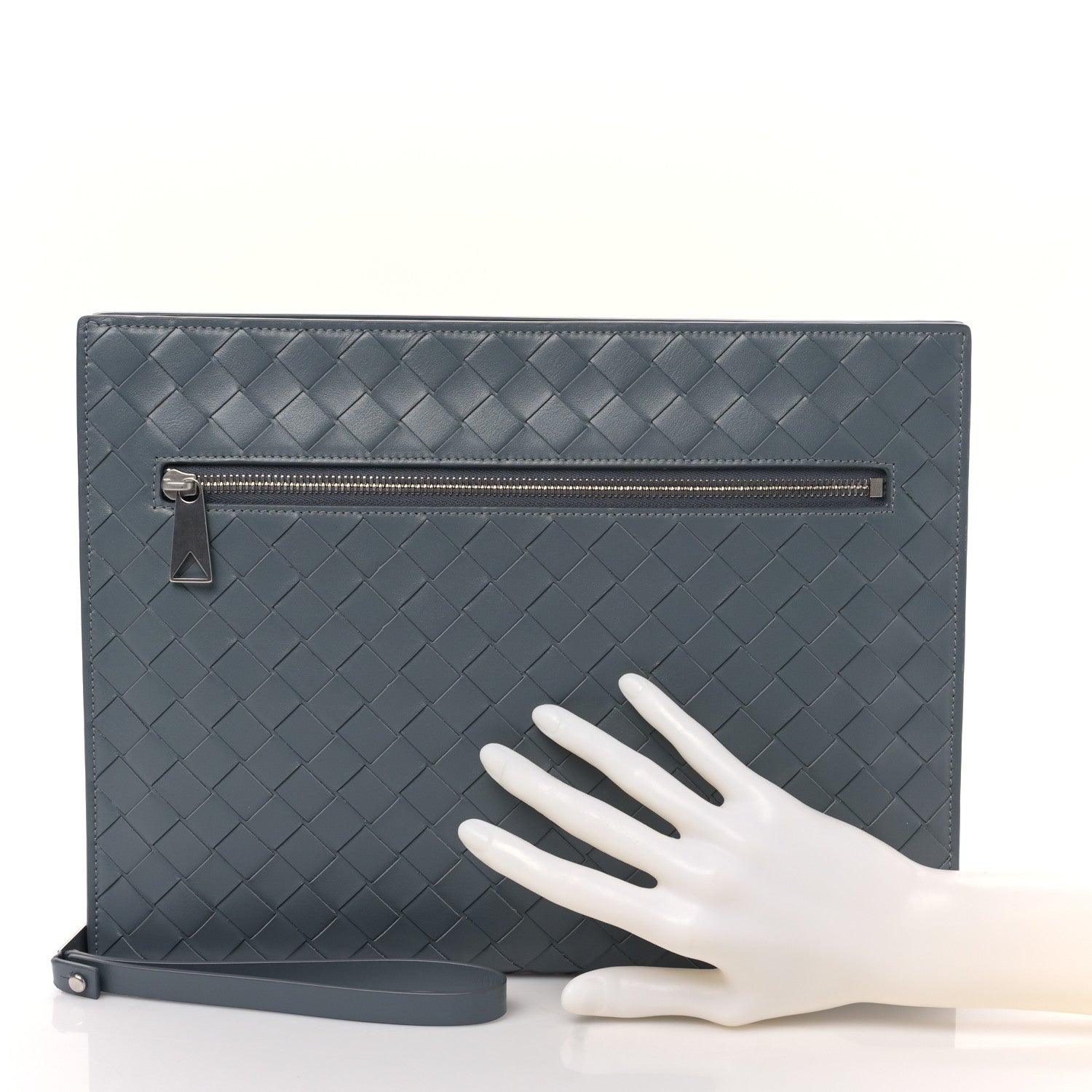 Bottega Veneta Calfskin Intrecciato Small Document Case Thunder 2 of 8