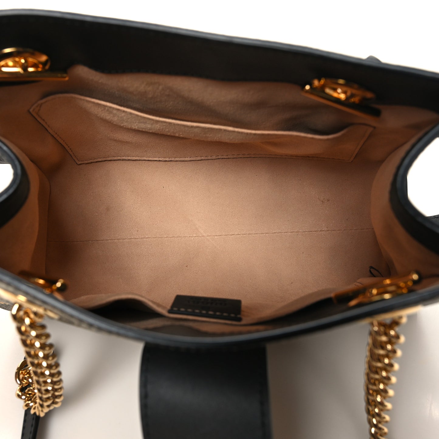GG Supreme Monogram Bees Small Padlock Tote Beige Oro Black
