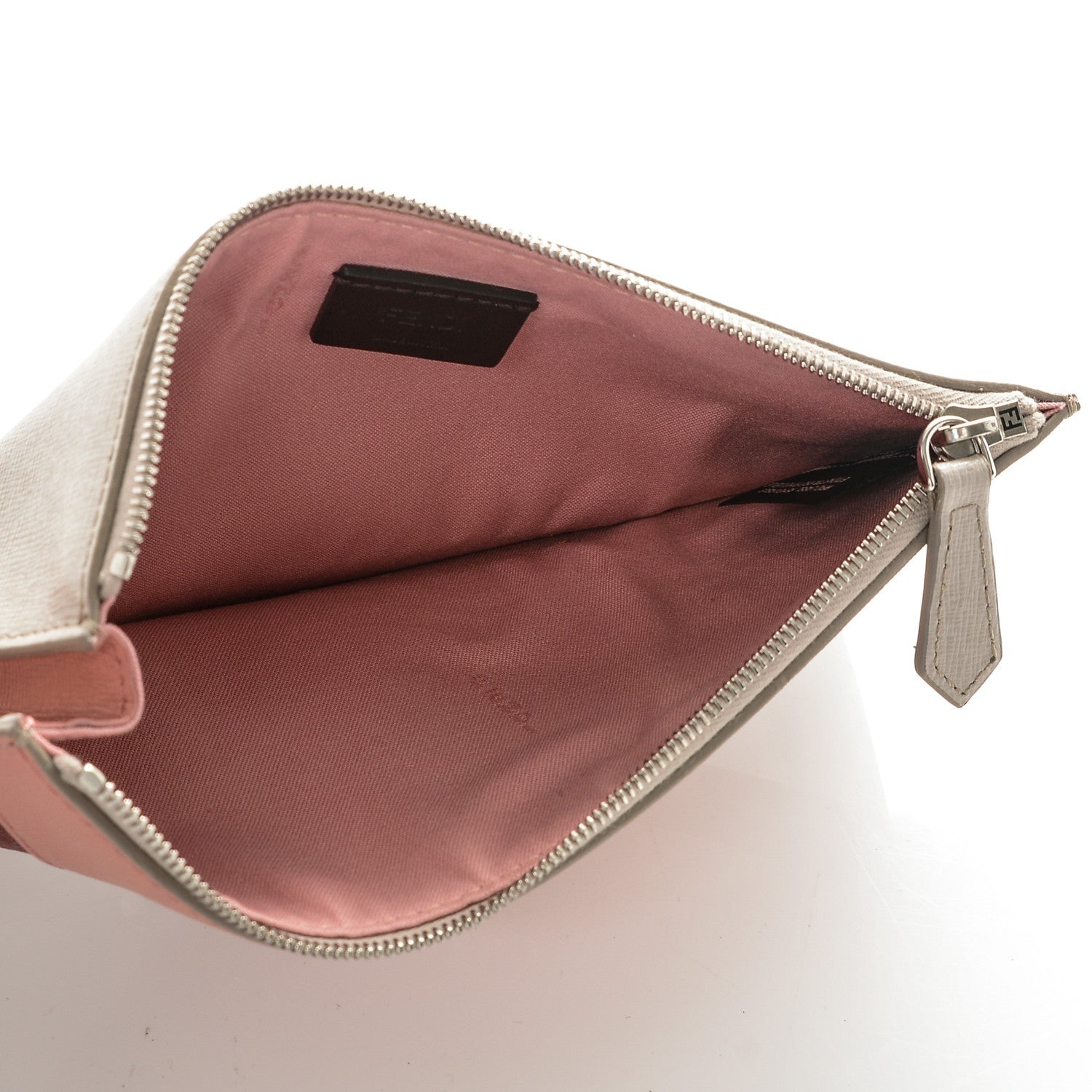 Fendi Vitello Elite Crystal Eye Monster Zip Pouch Grigio Polvere Ribes Multicolor 5 of 6