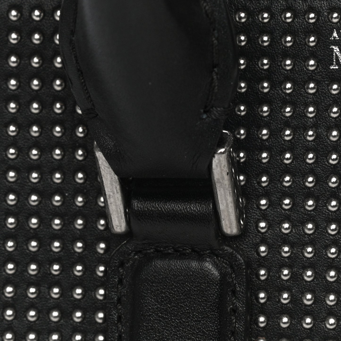 Calfskin Studded Mini Heroine Top Handle Bag Black