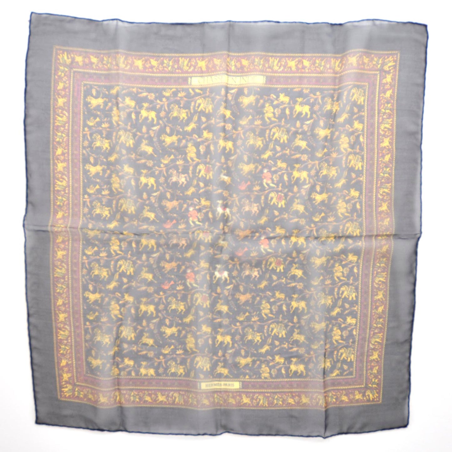 Silk Chiffon Chasse en Inde Pocket Square Scarf