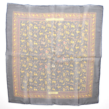 Hermes Silk Chiffon Chasse en Inde Pocket Square Scarf 1 of 4