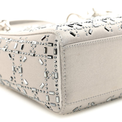 Christian Dior Satin Crystal Cannage Mini Lady Dior Gray 9 of 10