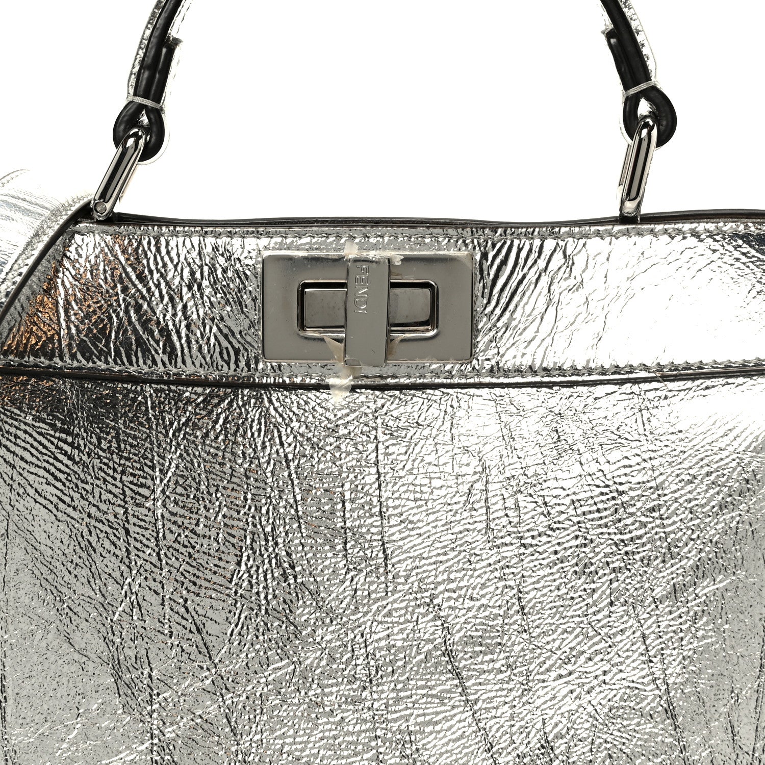Fendi Rock Millenium Laminata Small Peekaboo I SEE U Satchel Argento 10 of 12