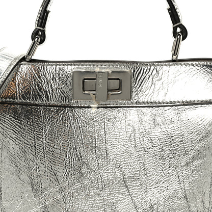 Fendi Rock Millenium Laminata Small Peekaboo I SEE U Satchel Argento 10 of 12