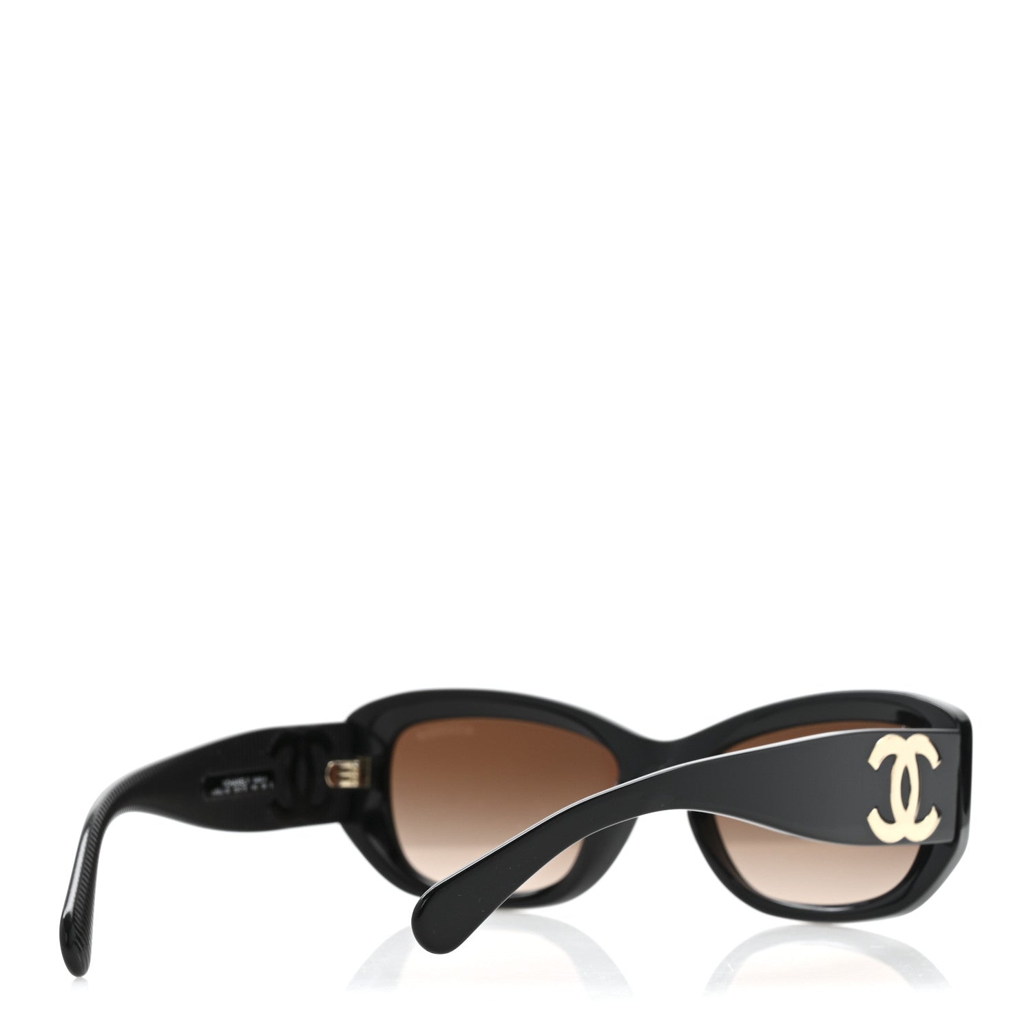 Chanel Acetate Rectangle Sunglasses 5493-A Black Brown 4 of 8