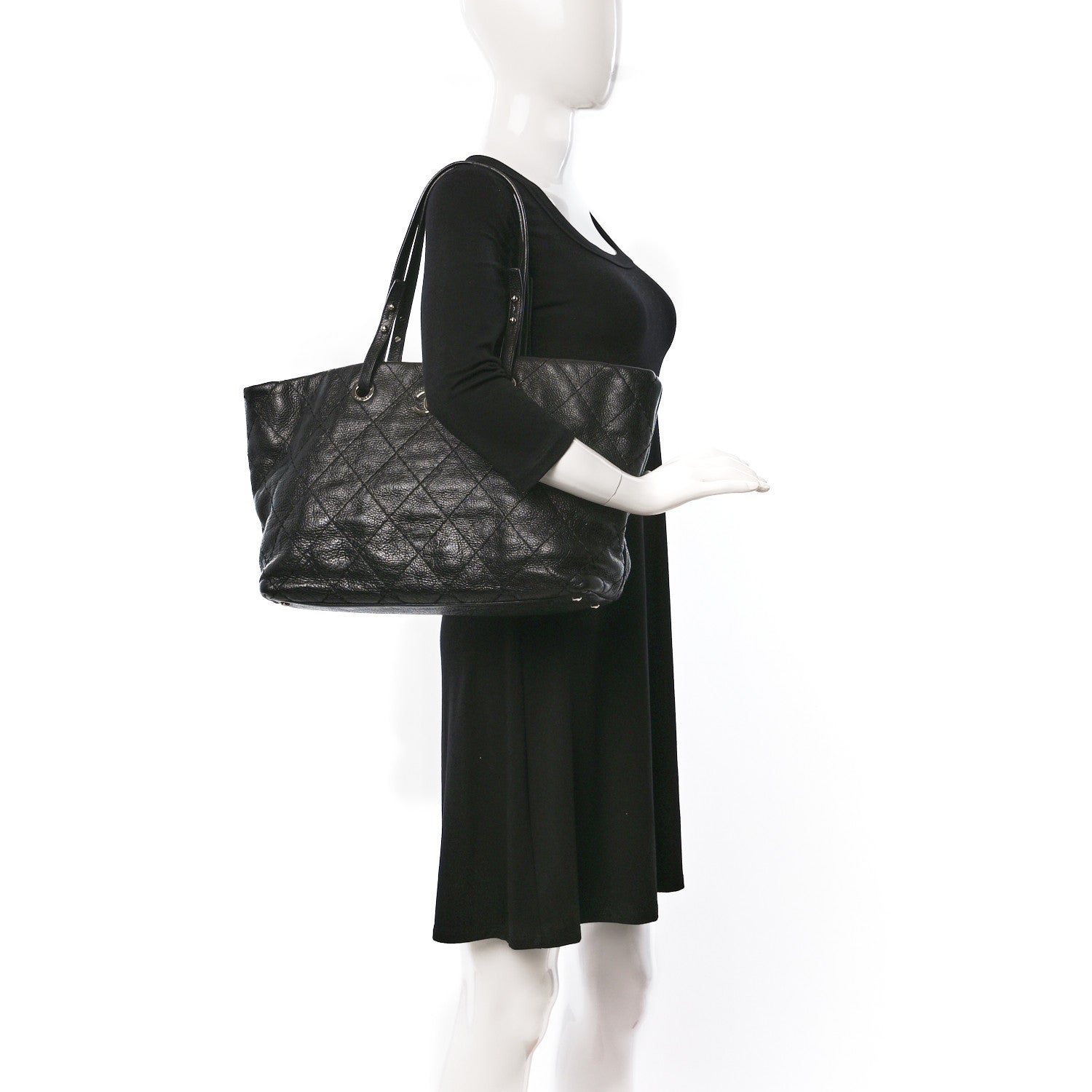 Chanel Glazed Calfskin Large On The Road Tote Black 2 of 10
