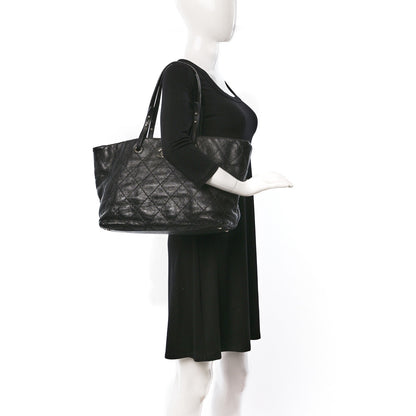 Chanel Glazed Calfskin Large On The Road Tote Black 2 of 10