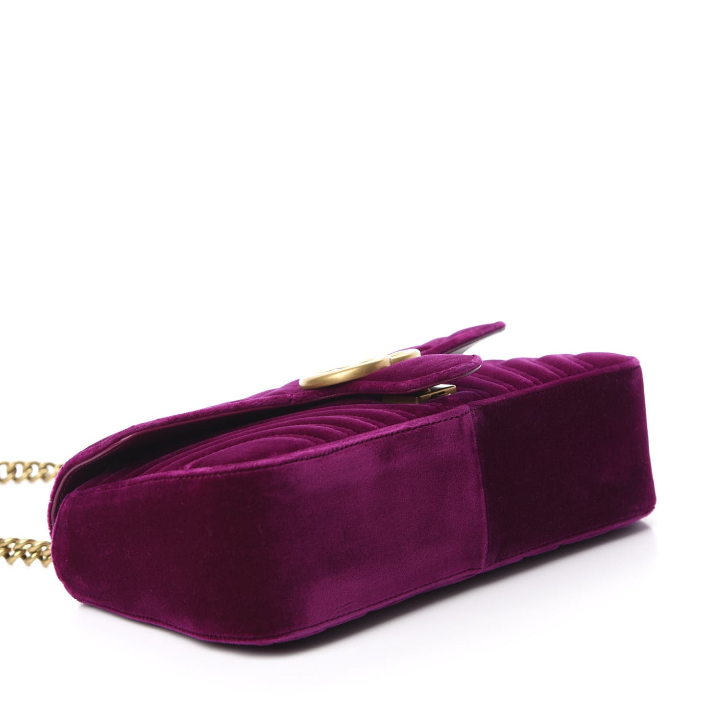 Velvet Matelasse Small GG Marmont Shoulder Bag Fuchsia Violet Cyclamen