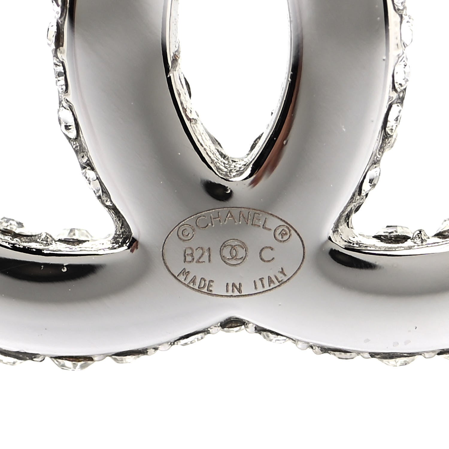 Chanel Crystal CC Treasure Chest Earrings Silver 4 of 4