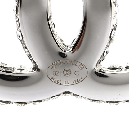 Chanel Crystal CC Treasure Chest Earrings Silver 4 of 4