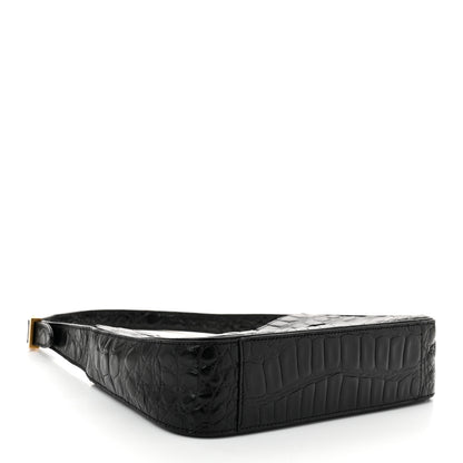 Saint Laurent Calfskin Crocodile Embossed LE 5 A 7 Hobo Black 4 of 10