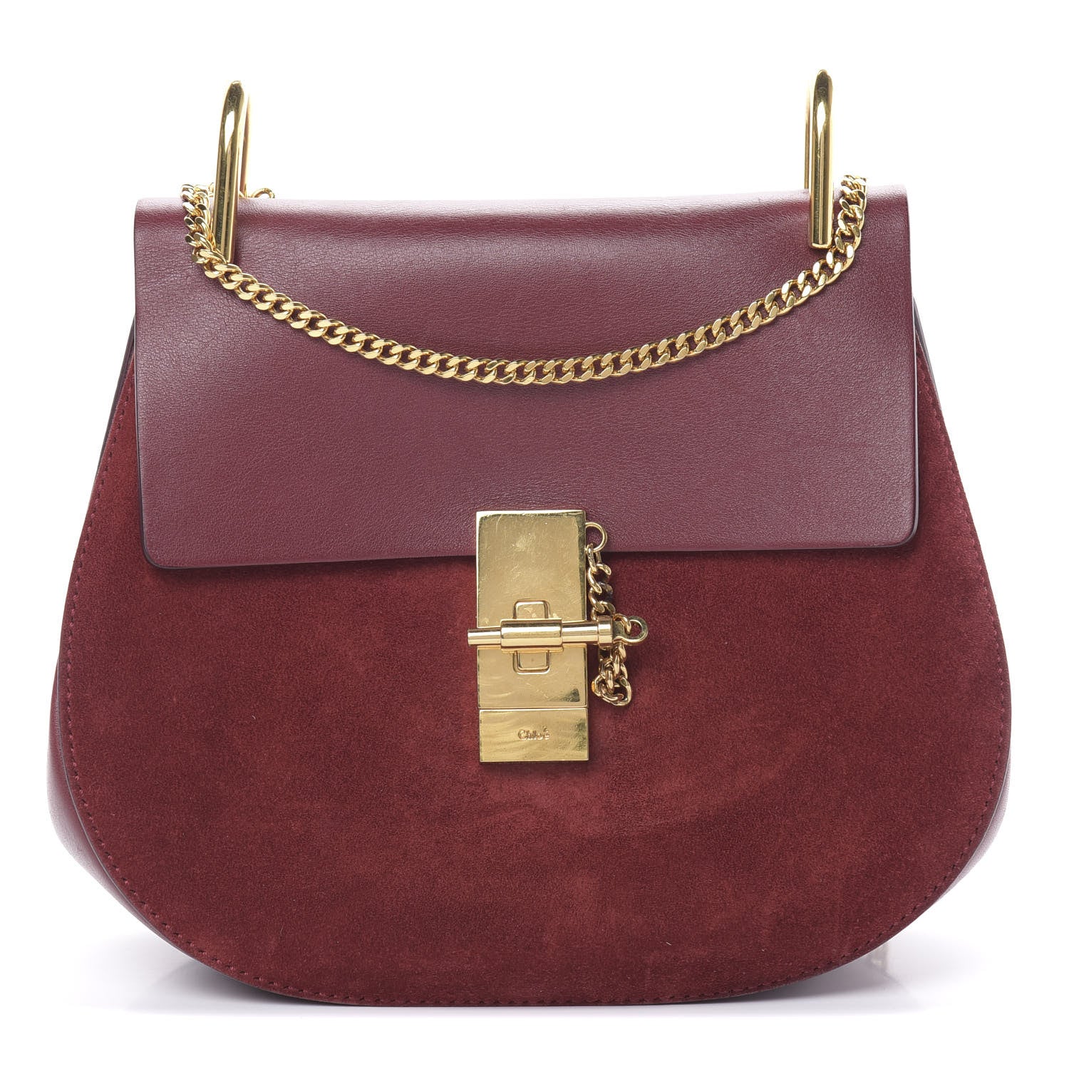 Chloe Suede Smooth Calfskin Drew Shoulder Bag Plum Purple 1 of 14