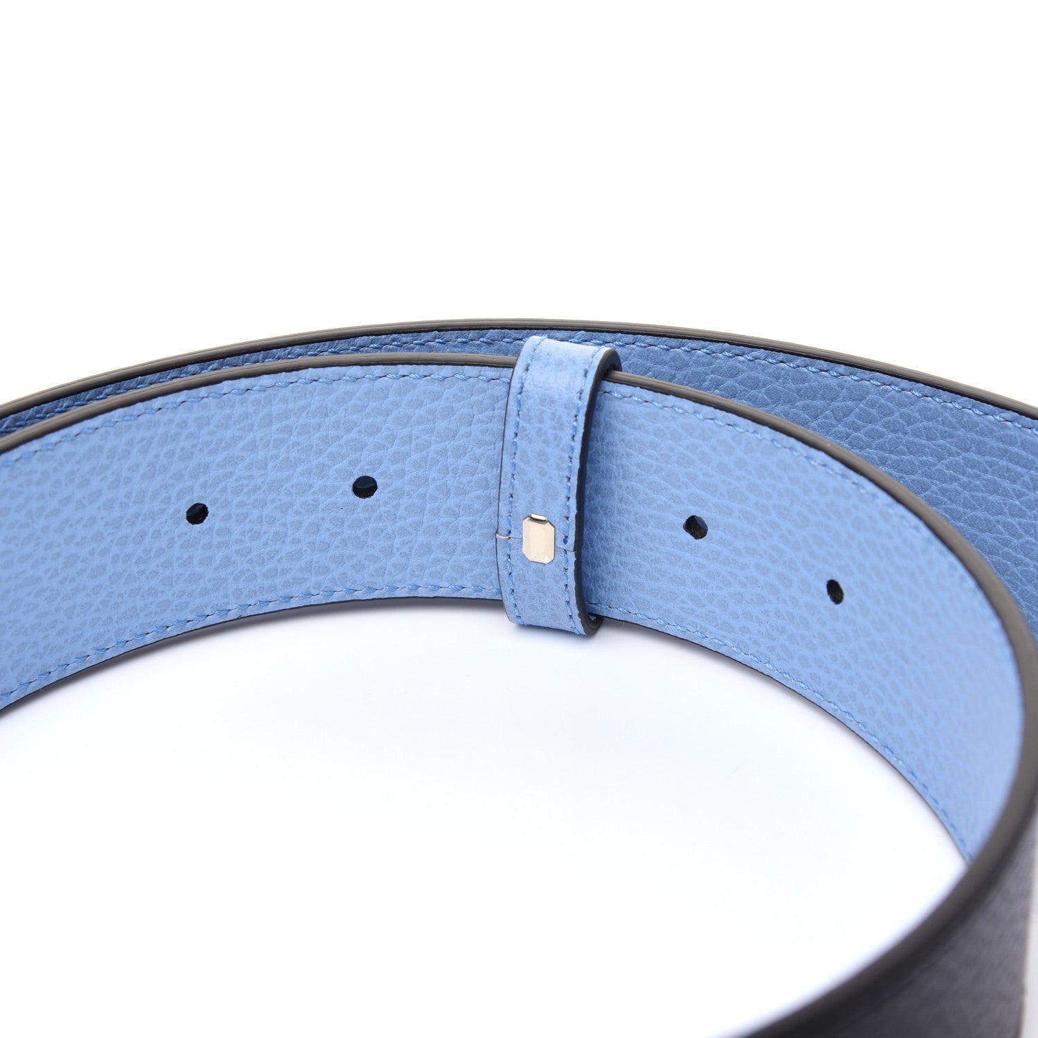 Gucci Dollar Calfskin 1973 Reversible Belt 80 32 Black Mineral Blue 4 of 9