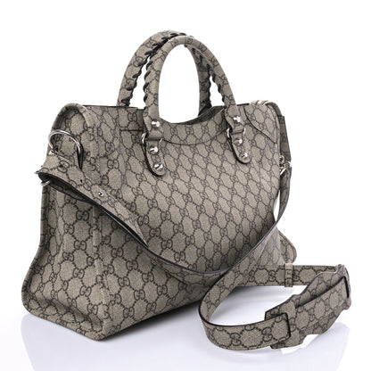 Balenciaga X GUCCI GG Supreme Monogram Neo Classic Silver Hardware City Beige Ebony 3 of 7