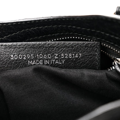 Balenciaga Agneau Classic Silver Hardware Mini City Logo Strap Black White 7 of 10
