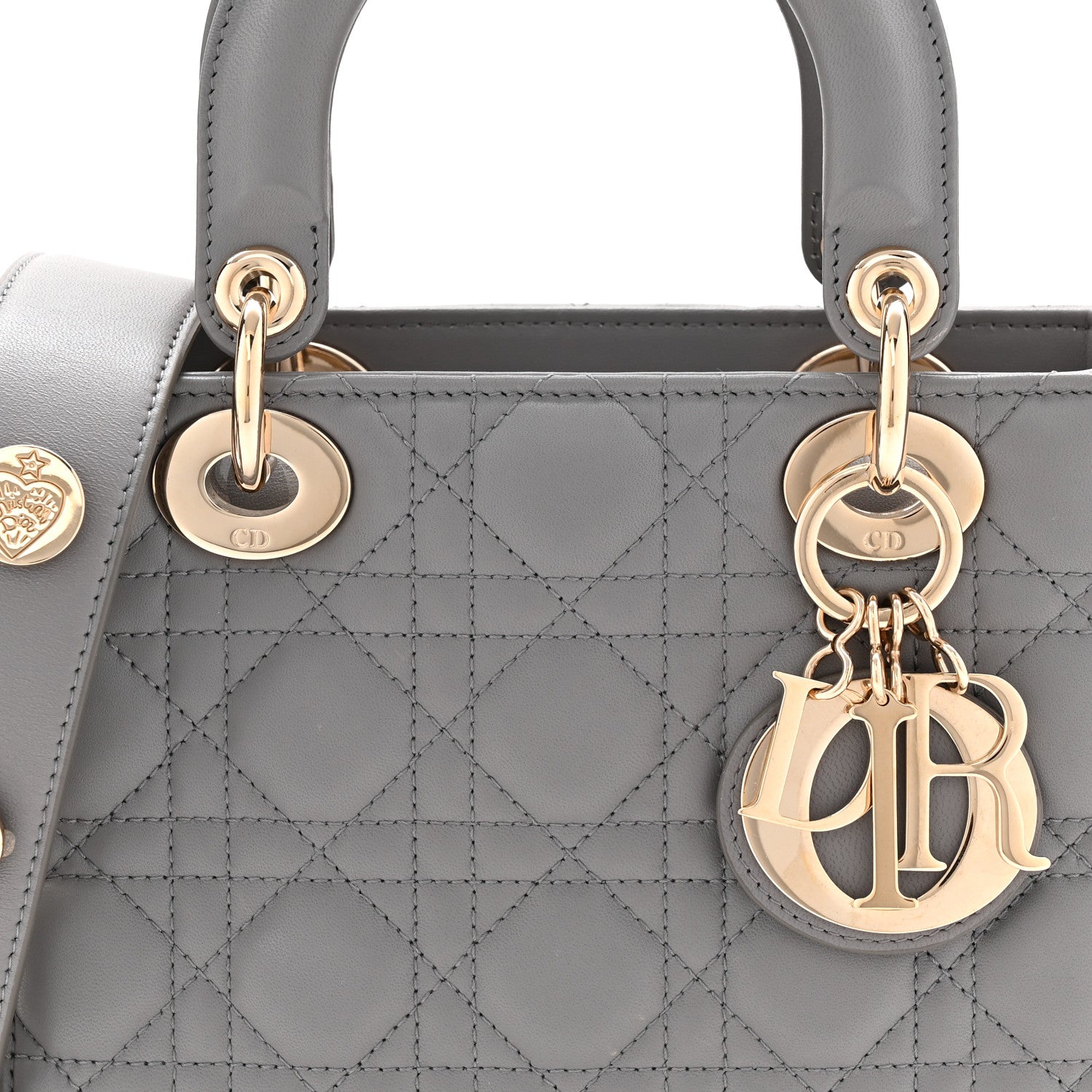 Christian Dior Lambskin Cannage Small Lucky Badges My Lady Dior Grey 8 of 11