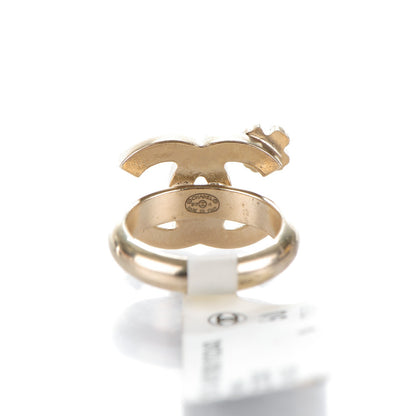 Chanel Enamel CC Clover Ring 50 5.25 Black Gold 4 of 4