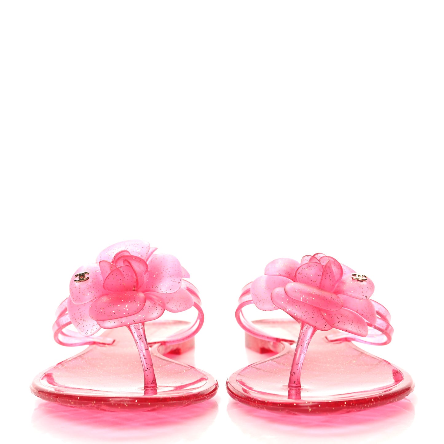 Glitter Jelly Camellia Thong Sandals 39 Pink
