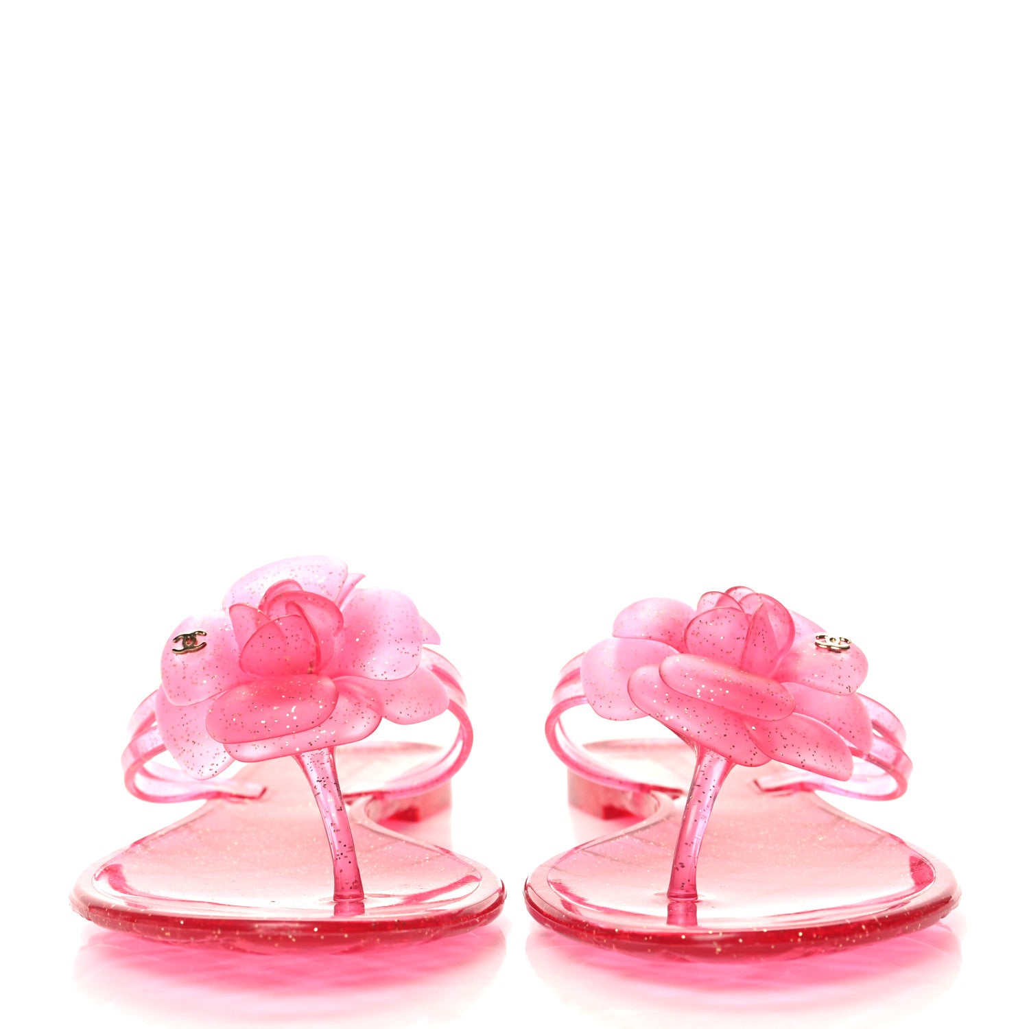 Chanel Glitter Jelly Camellia Thong Sandals 39 Pink 2 of 6