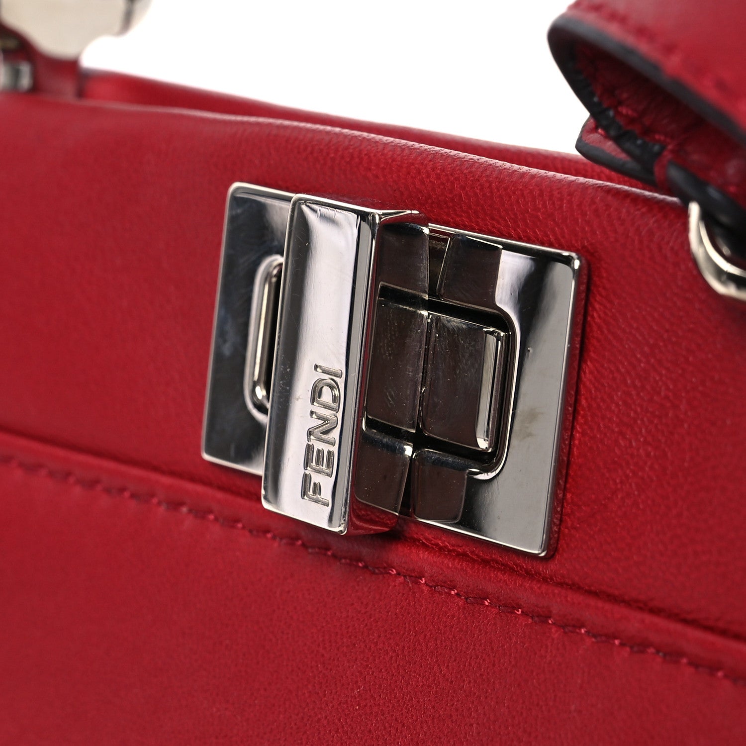 Fendi Nappa Elaphe Monster Eyes Mini Peekaboo Iconic Satchel Ruby Bois de Rose Natural 12 of 15