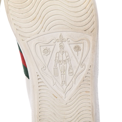 Gucci Calfskin Ayers Bee Embroidered Womens Ace Sneakers 37 White Green 9 of 23