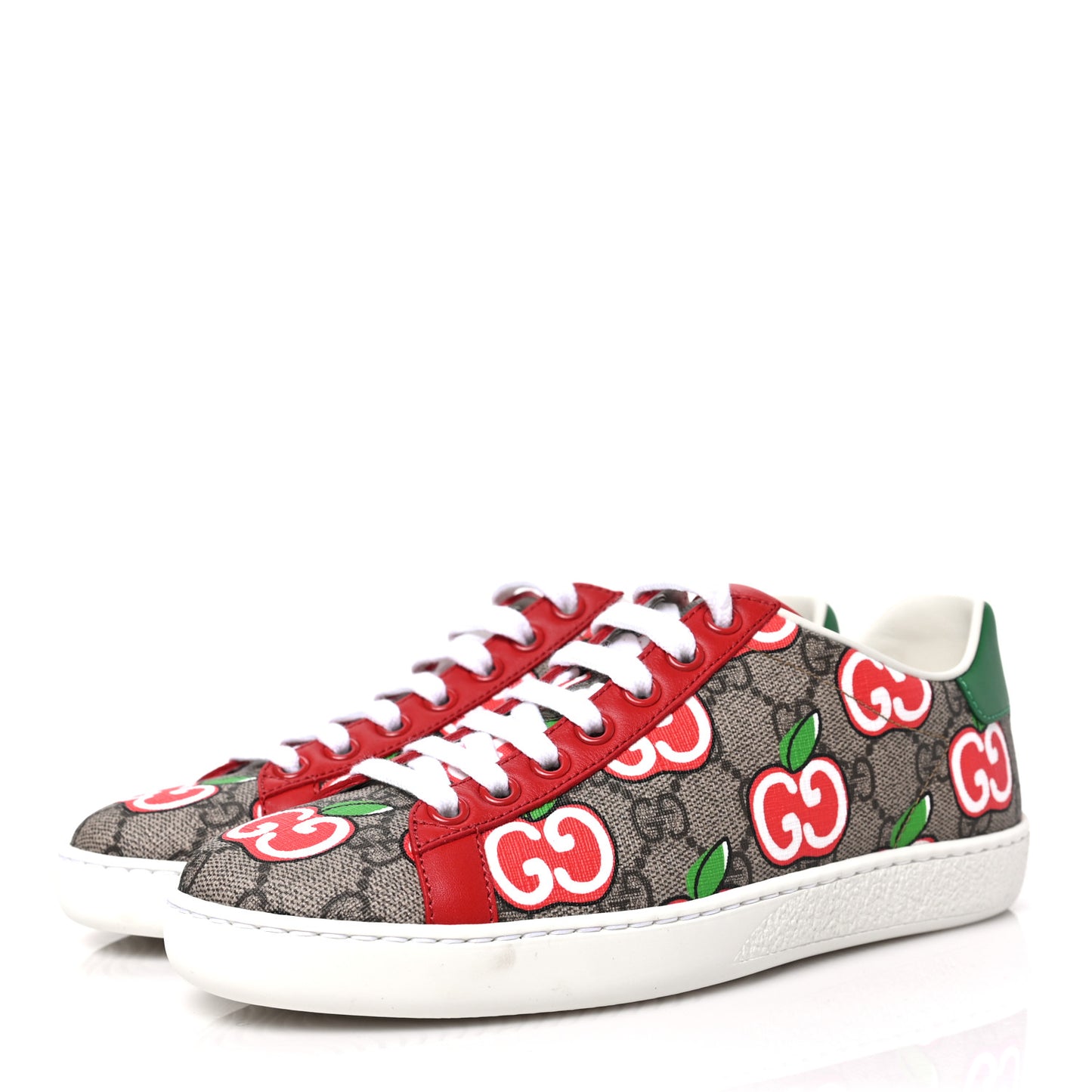 GG Supreme Monogram Apple Womens Ace Sneakers 35 Red