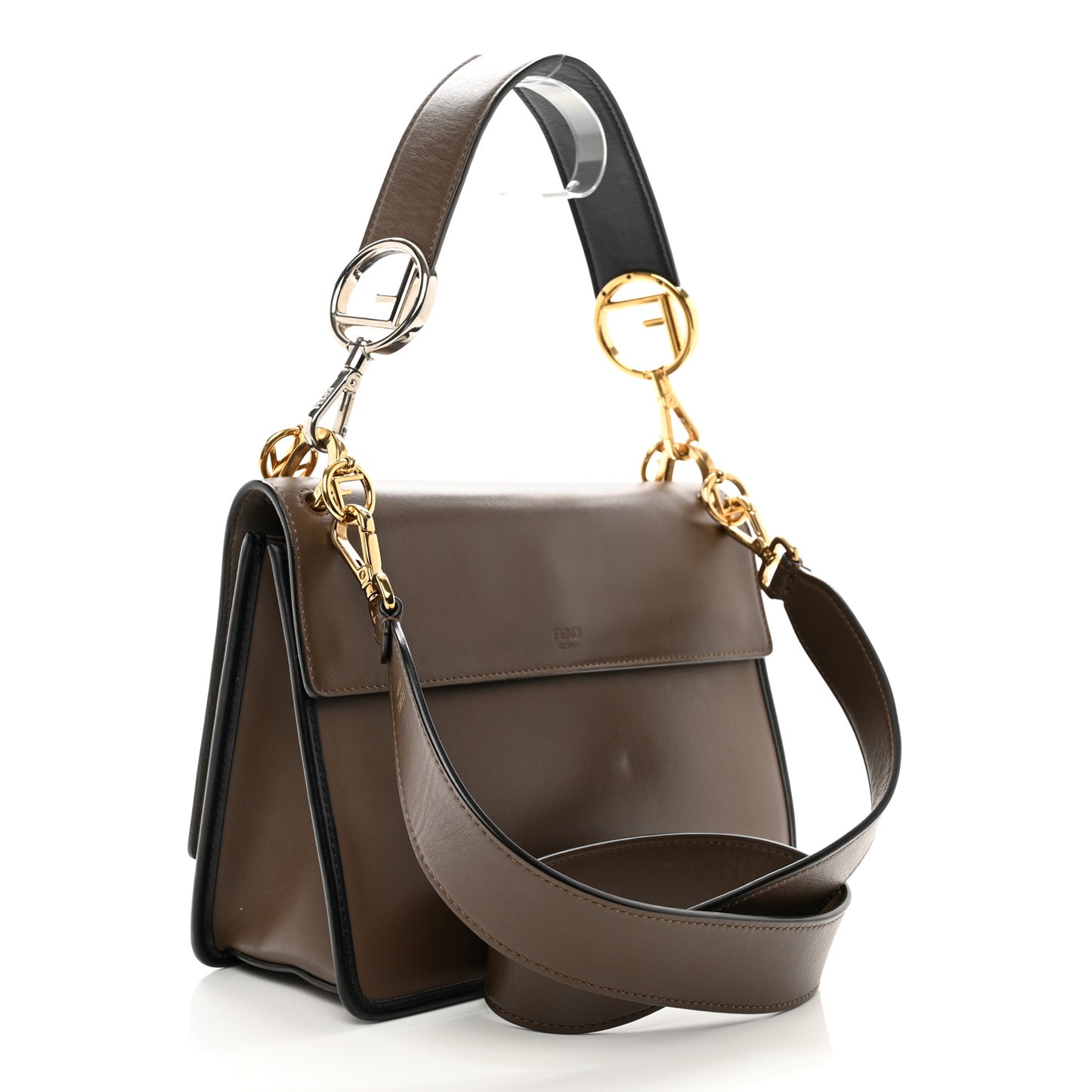 Vitello Century F is Fendi Bi-Color FF 1974 Embossed Kan I Shoulder Bag Maya Black